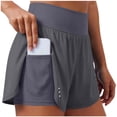 thumbnail image 6 of COMVALUE Women's Running Shorts with Zipper Pocket 2 in 1 High Wasited Workout Athletic Gym Yoga Spandex Shorts for Women Dark Gray XL, 6 of 7