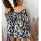 thumbnail image 4 of Vestido Con Hombros Descubiertos, Dobladillo Con Volantes, Elegante Vestido Floral Fruncido Para Citas Para Dama ANGGREK FJ1711, 4 of 6