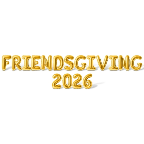 Letter Balloons - FRIENDSGIVING 2026 16" Inch Alphabet Letters Foil Mylar Balloon Friendsgiving Party Banner (Gold)
