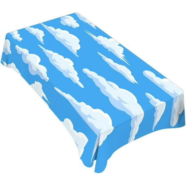 Blue Sky and White Clouds Tablecloth Decor Cloud Vector Set Collection Graphic Clip Art Design Table Cloth Dining Room Kitchen Table Cover 60" X 84" Oblong/Rectangle