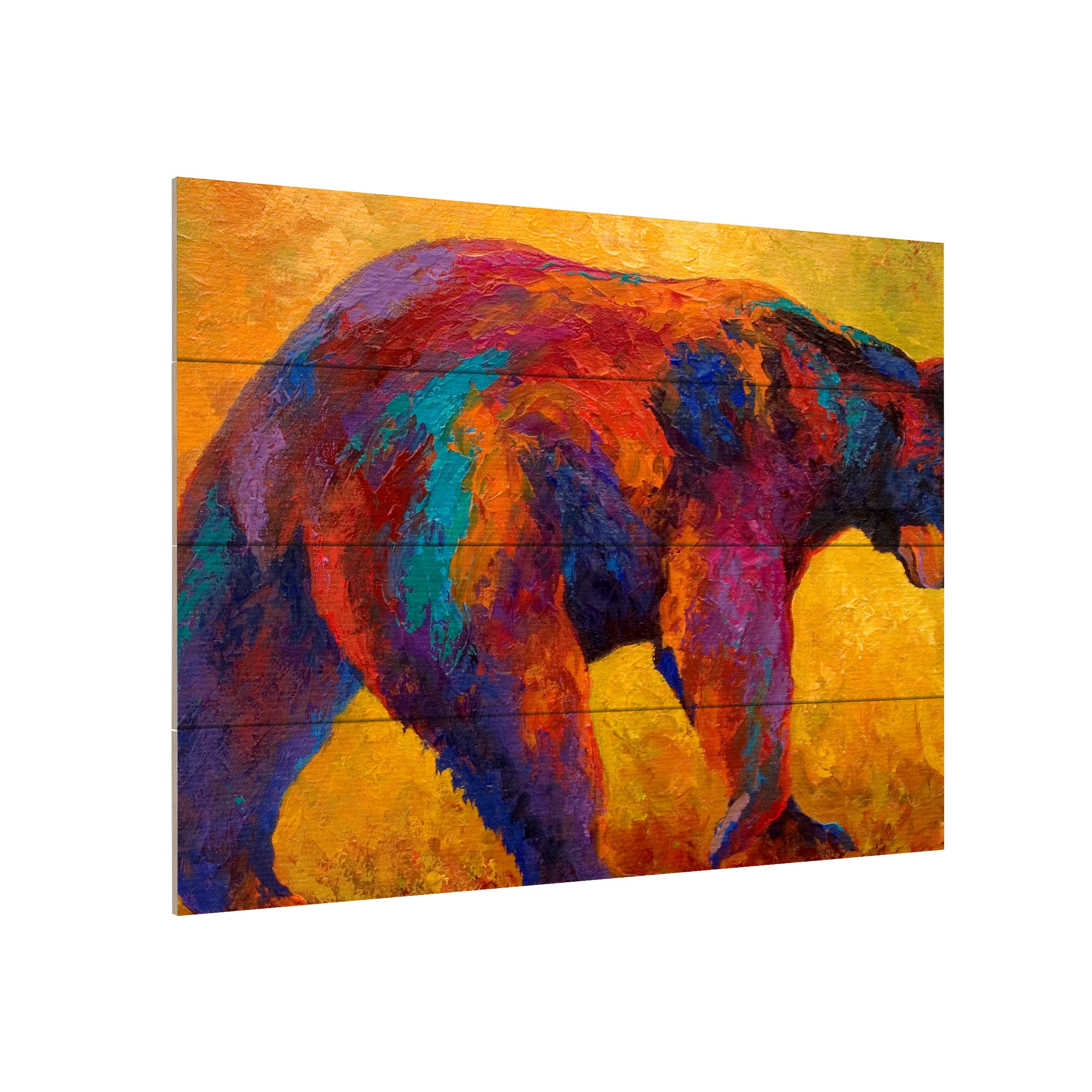 Marion Rose 'Daily Rounds Black Bear' Wood Slat Art