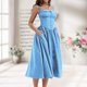 thumbnail image 1 of Vestido Largo Túnica Vestido ajustado de mujer Estilo sexy Vestido de encaje elegante Una línea Botón Traje de vacaciones Ygjytge L Azul para Mujer, 1 of 8