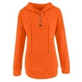 thumbnail image 4 of Itsame Hoodie Pullover Womens Lightweight Hood Sweatshirts Crew Neck Solid Color Long Sleeve Sportswear Orange Size S, 4 of 5