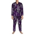 thumbnail image 4 of Bingfone Men'S Pajama Set 2 Piece Loungewear Pjs, Long Sleeve With Pajama Pants-Snowflake Gradient Purple, 4 of 9