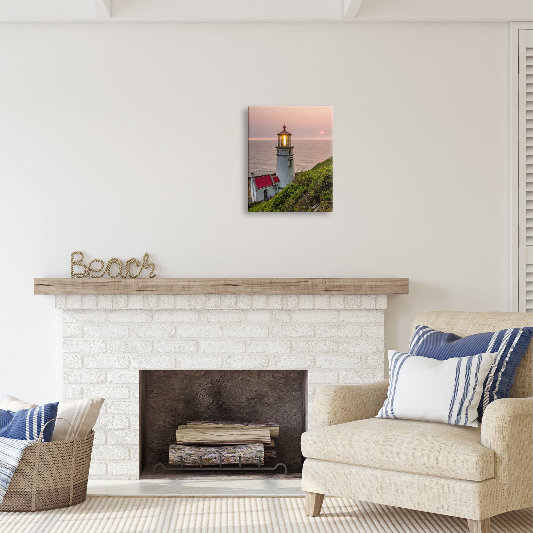 Stupell Industries Lighthouse at Sunset Nature Photography Gallery Wrapped Canvas Print Wall Art, 16 x 20