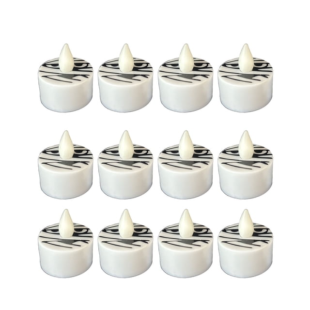 D 12 Pack Flameless Tea Light Candles Halloween Decor - Battery Operated Led Pumpkin Ghost Candle Lantern With Timer Function Safe Night Light 0.26 Lbs