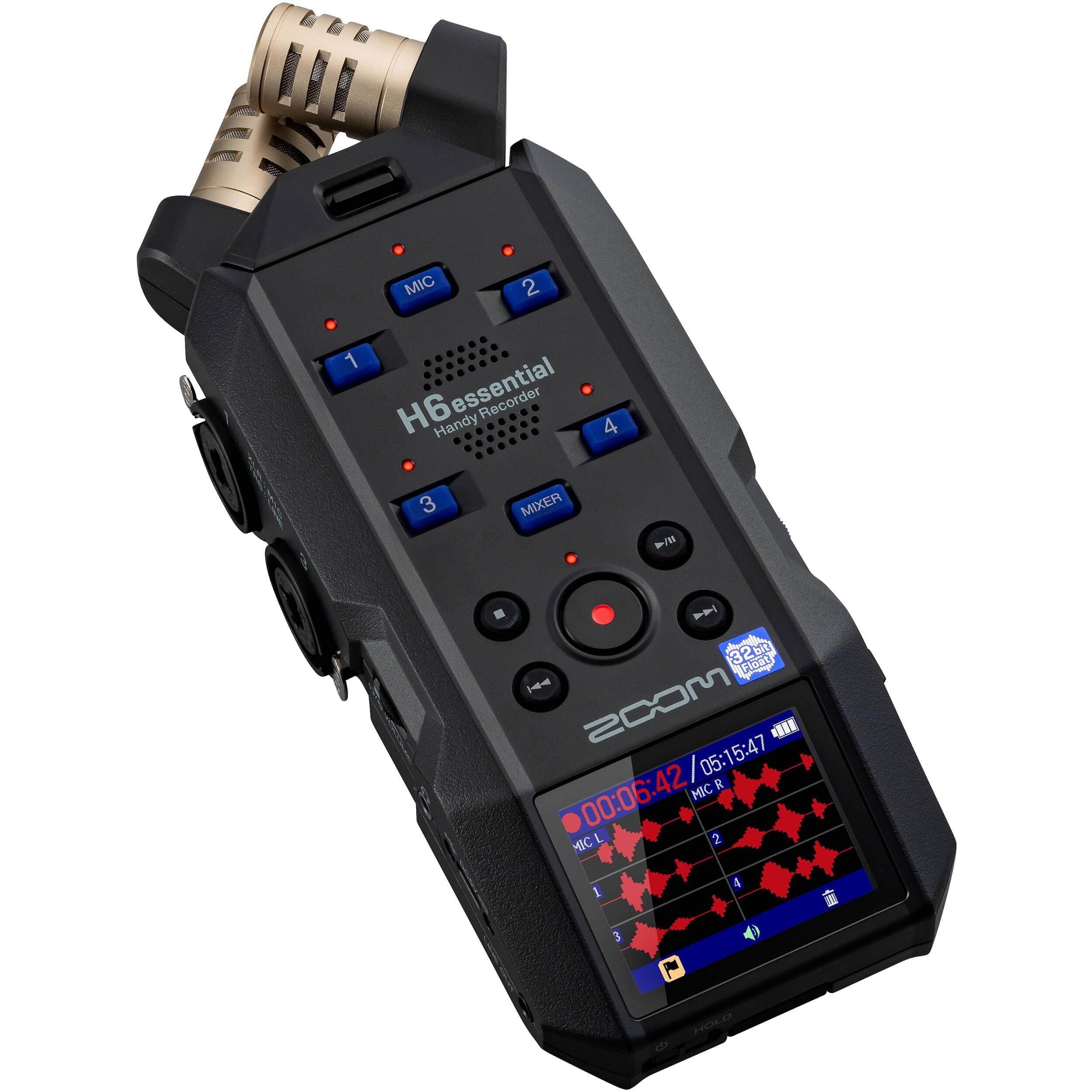 Zoom H6essential 2024 Model, Essential Series with 32-Bit Float, 6-Track Recorder, Stereo Microphones, 4 XLR/TRS Inputs, for Musicians, Podcasters, & Filmmakers with 64GB Card, Batteries + Bundle
