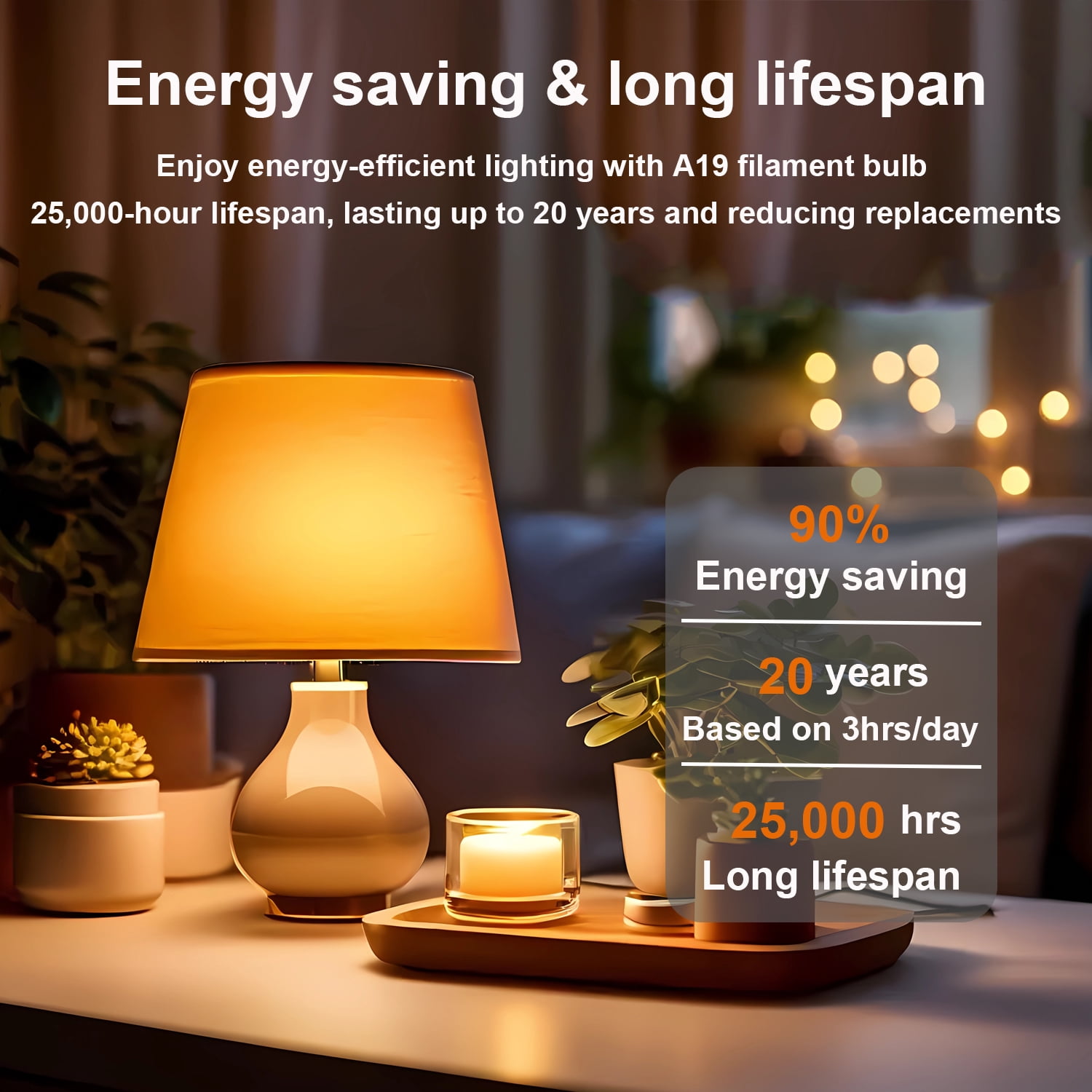Sinvic A19 Vintage LED Bulb (6 Pack) 4W (Equiv.40W) Dimmable No Flicker 320LM 2200K Amber E26 Base Ultra-Thin Spiral Filament