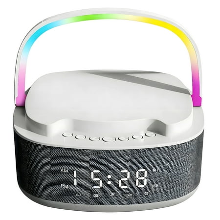 GJX Smart Alarm Clocks,Clock Radios for Bedroom with Bluetooth-Compatible Speaker,Multifunctional Wireless Charging Radio Alarm Clock