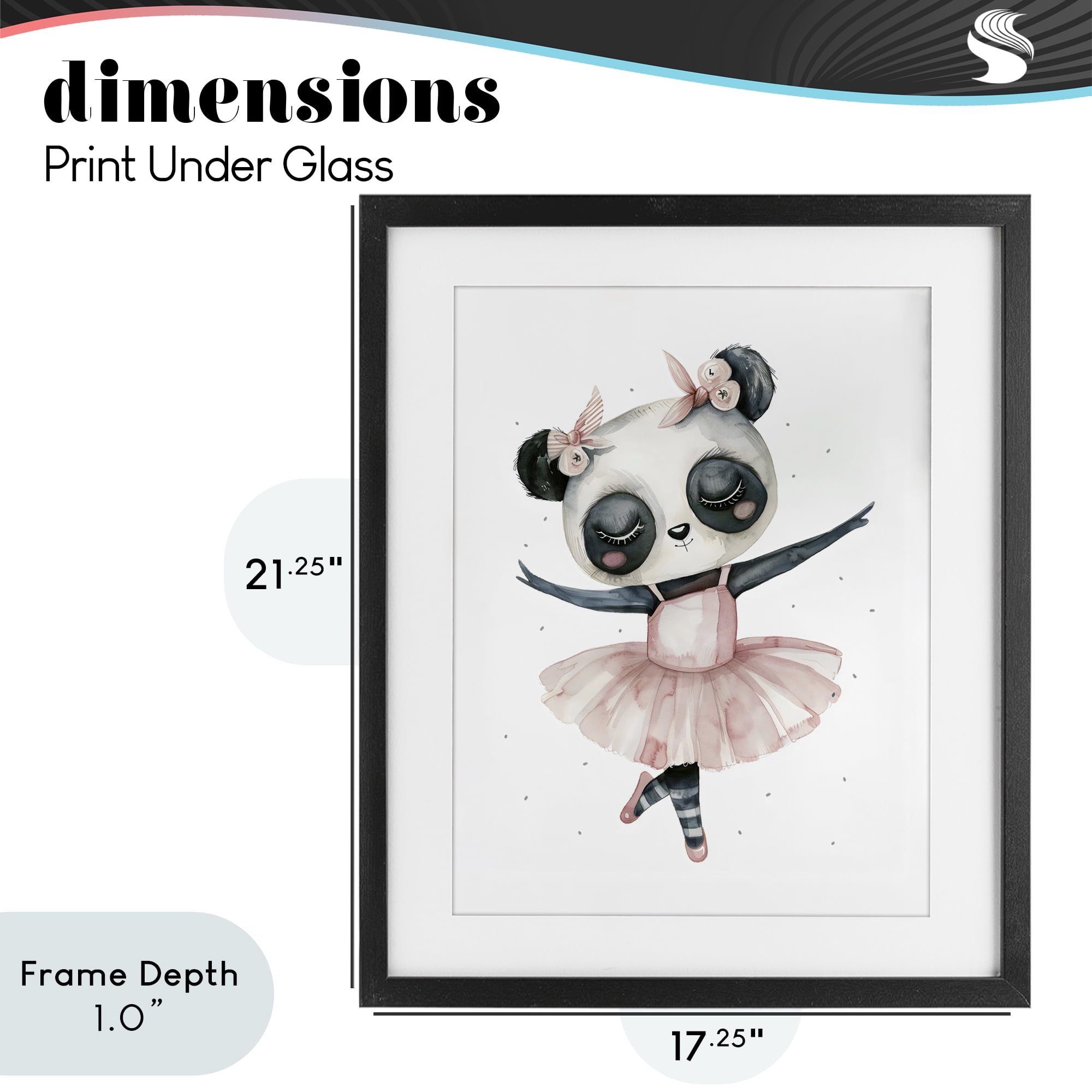 Stupell Industries Ballerina Panda in Pink Tutu Black Framed Print Under Glass, design by LSR Design Studio