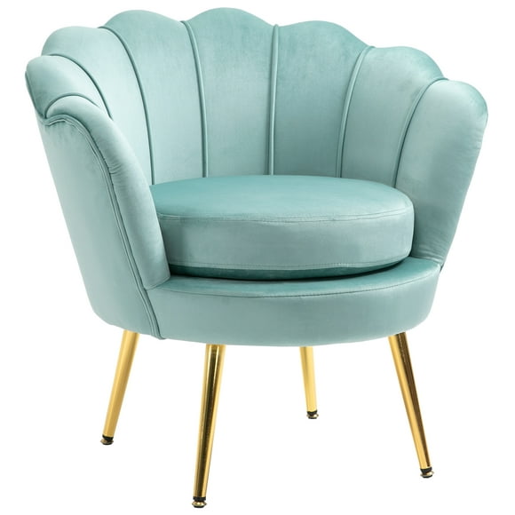 HOMCOM Accent Moderne Chaise en Tissu de Velours de Loisirs Club Chair avec des Jambes en Or
