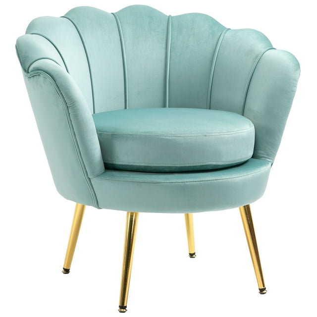 HOMCOM Modern Accent Chair Velvet Fabric Leisure Club Chair with Gold Legs
