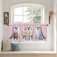 thumbnail image 3 of Pink Halloween Tier Curtains, Cute Ghost Modern Art Light Filtering Kitchen Curtains, 2Pcs Rod Pocket Half Window Treatments Panels for Sink Cafe Cabinet Camper 27.5x24 Inches, 3 of 9