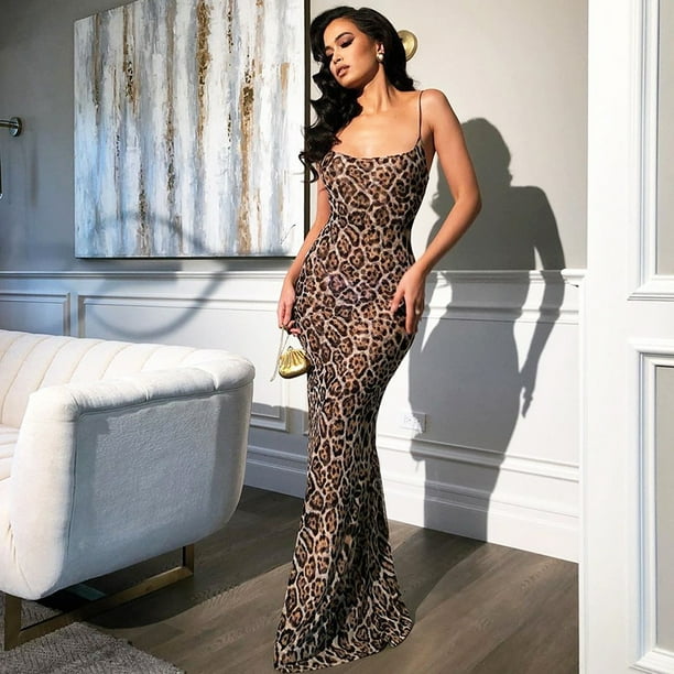 Animal print spaghetti strap dress sale