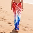 thumbnail image 4 of America 250 Pants for Women Patriotic American Flag Print Wide Leg Lounge Pants Elastic High Waist Classic Fit Soft Comfy Pajama Bottoms, #01 Blue, XXL, 4 of 5