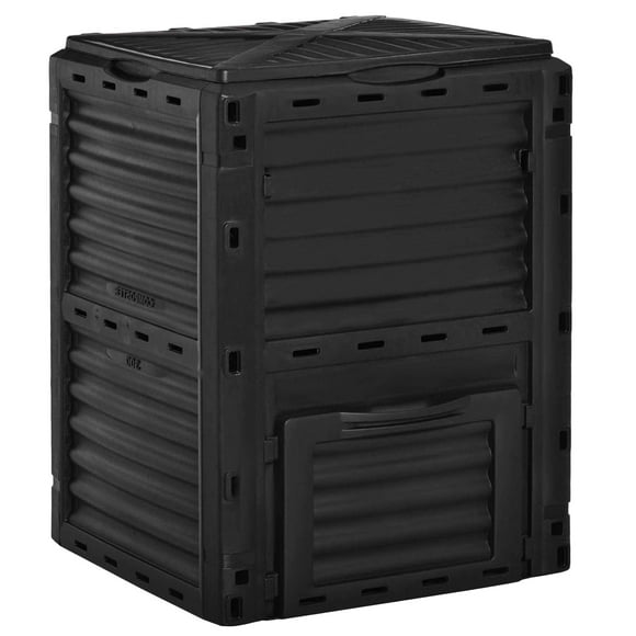 Outsunny Garden Compost Bin Large Outdoor Compost Container 80 Gallon Fast Creation of Fertile Soil Aerating Compost Box, Easy Assembly, Black