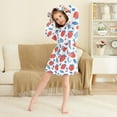 thumbnail image 3 of FORMRS Niños Bathrobe Unisex Hooded Robe Soft Plush Pajamas Sleepwear, Size 2-3T, Playful Strawberries, 3 of 7