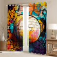 thumbnail image 2 of Homewish Female Men Adults Ball Gamer Baseball Black Out Curtains,Abstract Vintage Graffiti Splash Curtains Pack of 2 (42x63 Each),Sport Theme Bedroom Curtains,Super Cozy Room Decor, 2 of 6