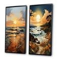 thumbnail image 3 of Designart "Orange Blue Sunrise On The Beach I" Sunrisesunset Framed Wall Art Set Of 2 - Orange Landscapes Gallery Wall Frame Set For Home Decor, 3 of 7