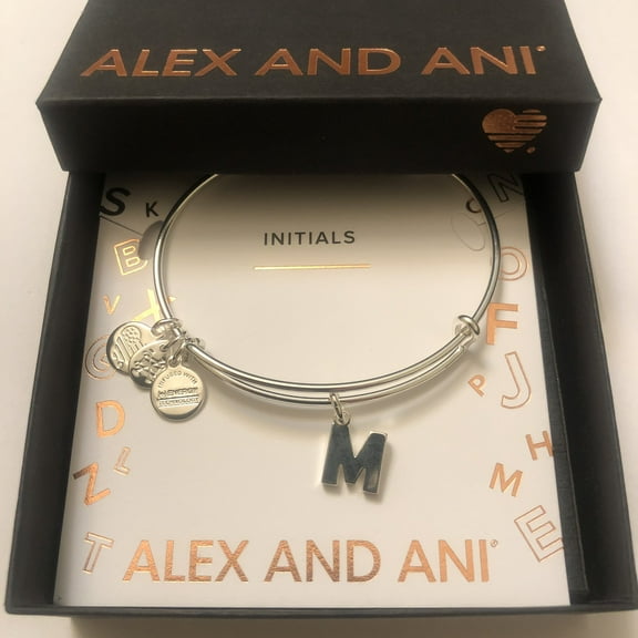 Alex and Ani Initial M III Bangle Bracelet Shiny Silver One Size