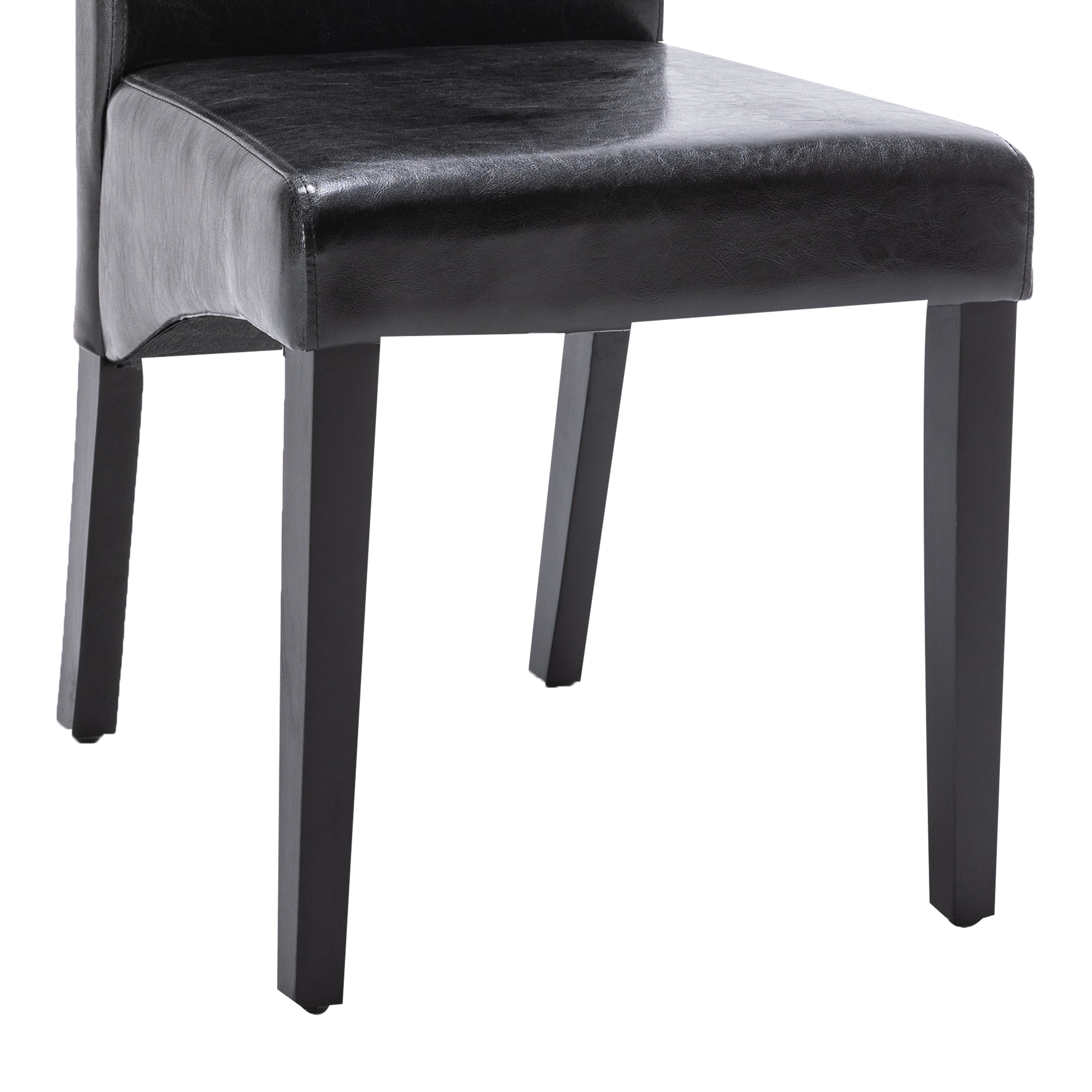 Modern 2 PC Faux Leather Dining Chair Set with Wooden Legs, Black - AC Pacific