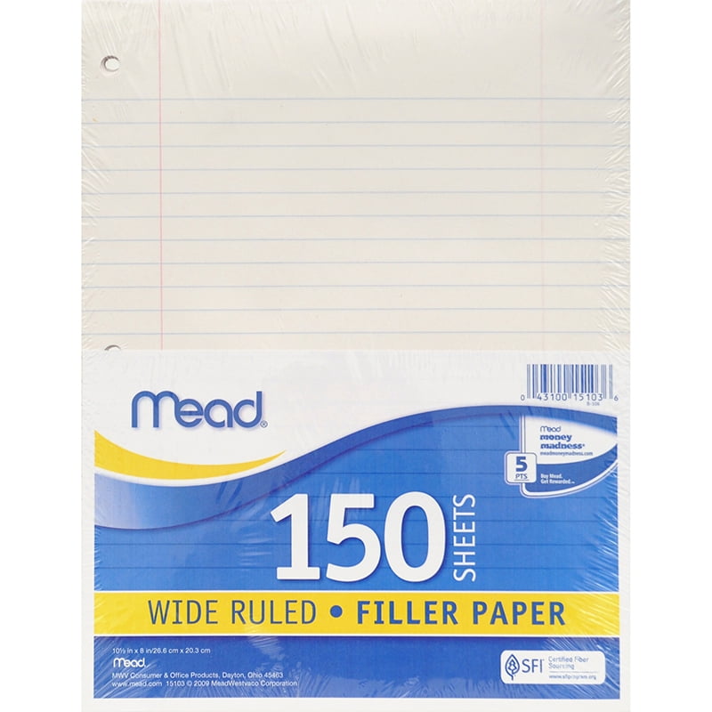 Notebook Filler Paper, Wide Ruled, 150 Sheets Bundle of 10 Packs