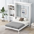 thumbnail image 3 of Euroco Wood Queen Size Murphy Bed with Storage Cabinets and Shelves, Wall Bed with Desk, White, 3 of 21