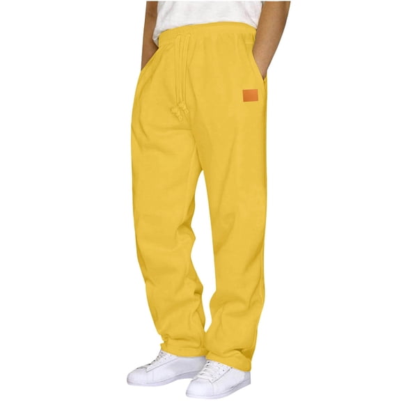 LIaqionyy Mens Sweatpants Open Bottom Casual Elastic Waist Drawstring Jogger Lounge Pants with Pockets