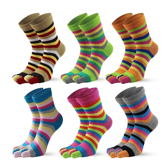 OQRKI 6 Pairs Toe Socks,Socks for Women,Cute Novelty Socks for Women Athletic Running,Size 5-8