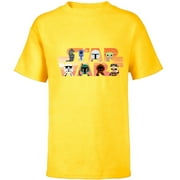 Star Wars Logo The Mandalorian Kawaii Characters Standard - Short Sleeve T-Shirt for Kids – Customized-Yellow