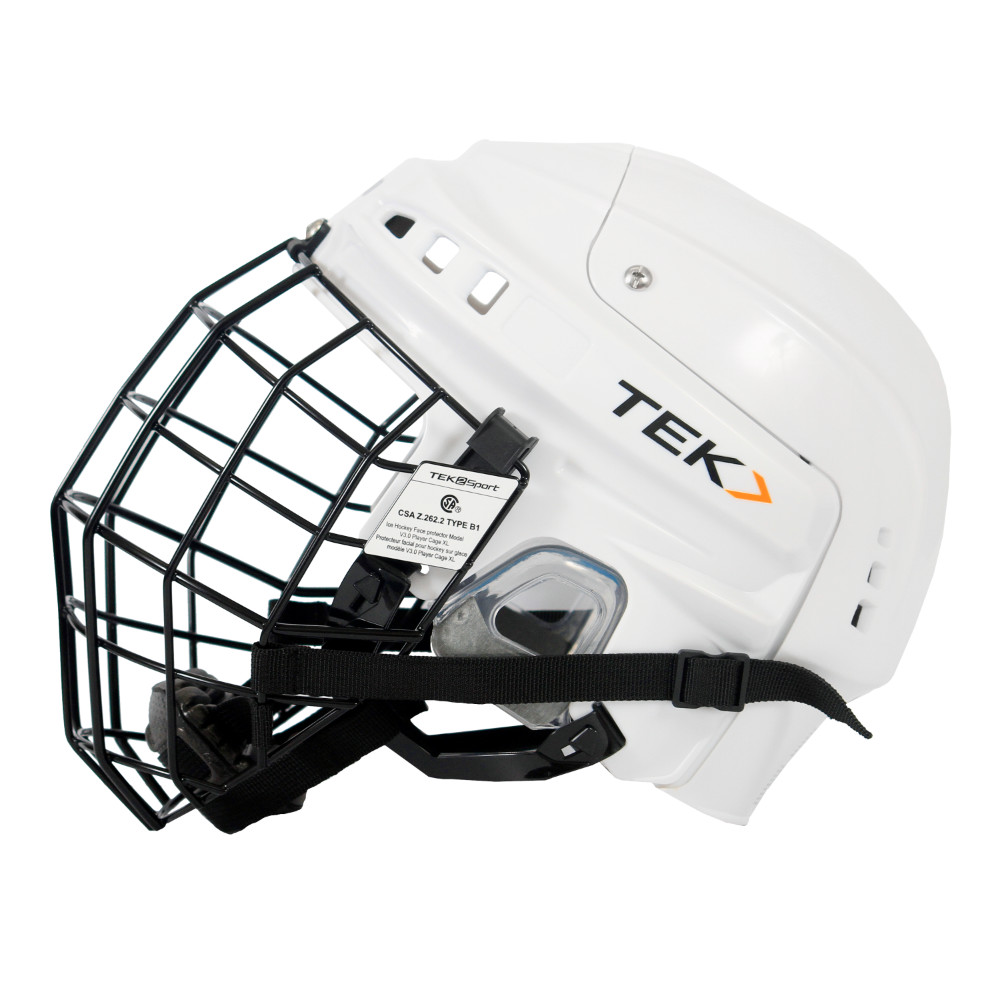V3.0 Powertek White Helmet with Cage - SR Large