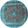 thumbnail image 1 of Ahgly Company Indoor Round Medallion Light Blue Traditional Area Rugs, 7' Round, 1 of 4