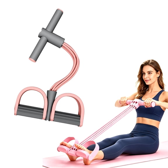 Pedal Resistance Bands with Handles, Upgrade 6-Tube Multifunction Pedal Resistance Band, Fitness for Abdomen Waist Arms Legs Training, Home Gym(Pink, 1PC)