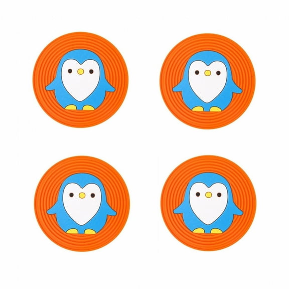 AUQ 4Pcs Silicone Coasters Anti-Slip Feature Silicone Cup Coaster Little Penguin