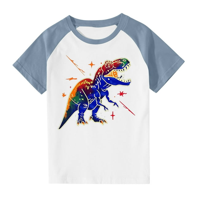 RXIRUCGD 2025 Vêtements d'Été pour Enfants Tout-Petits Garçons Filles Mode Mignon Col Rond Imprimé Manches Courtes Haut
