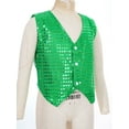 thumbnail image 5 of Doomiva Boy Girl Glittery Sequined Vest Jazz Hip-hop Dance Waistcoat Top Performance Jacket Green 8-9, 5 of 7