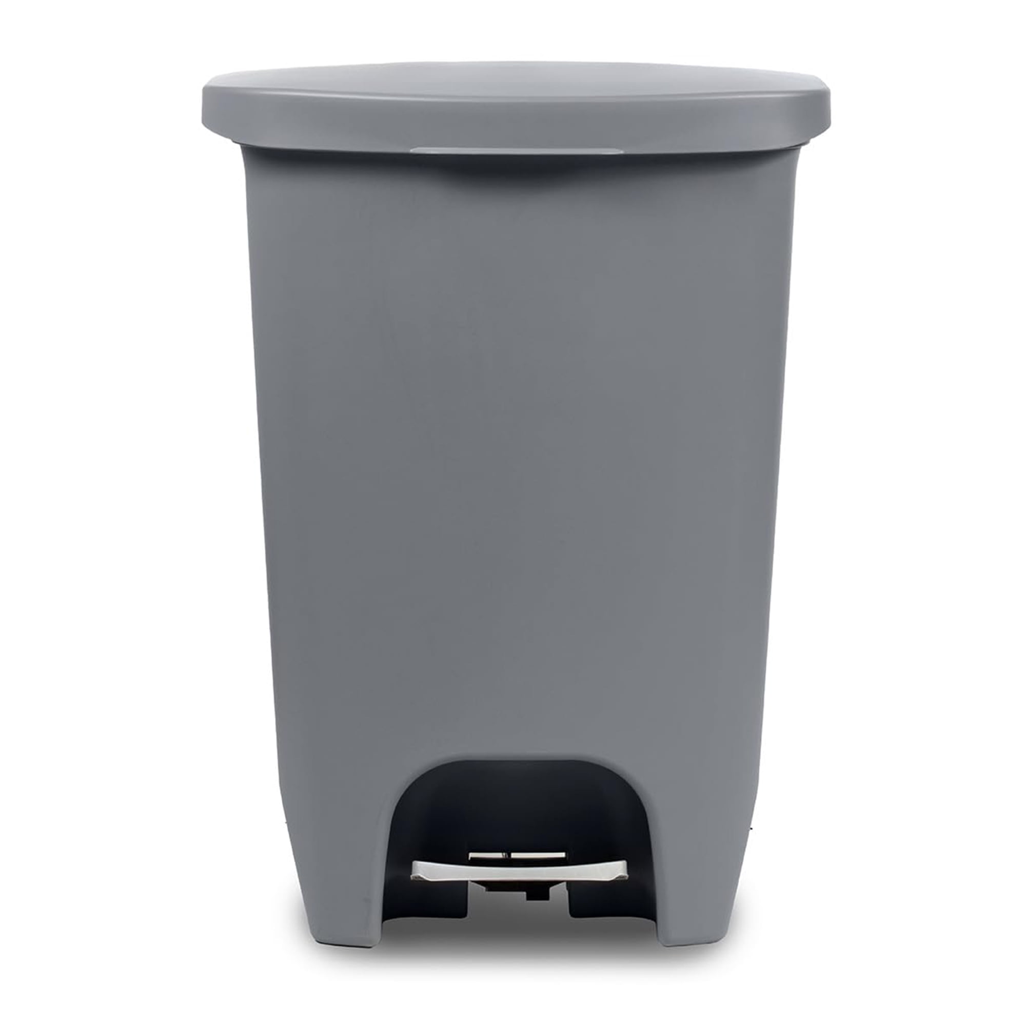 Glad Kitchen Trash Can with Lid, Step Foot Pedal and Garbage Bag Rings, 13 Gallon, Grey