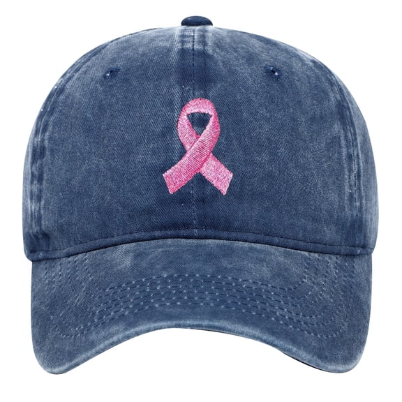 Kcolen Cancer Awareness Pink Ribbon Baseball Cap Hat, Adjustable Cancer Awareness Hat Pink Ribbon Adjustable Strap Hat