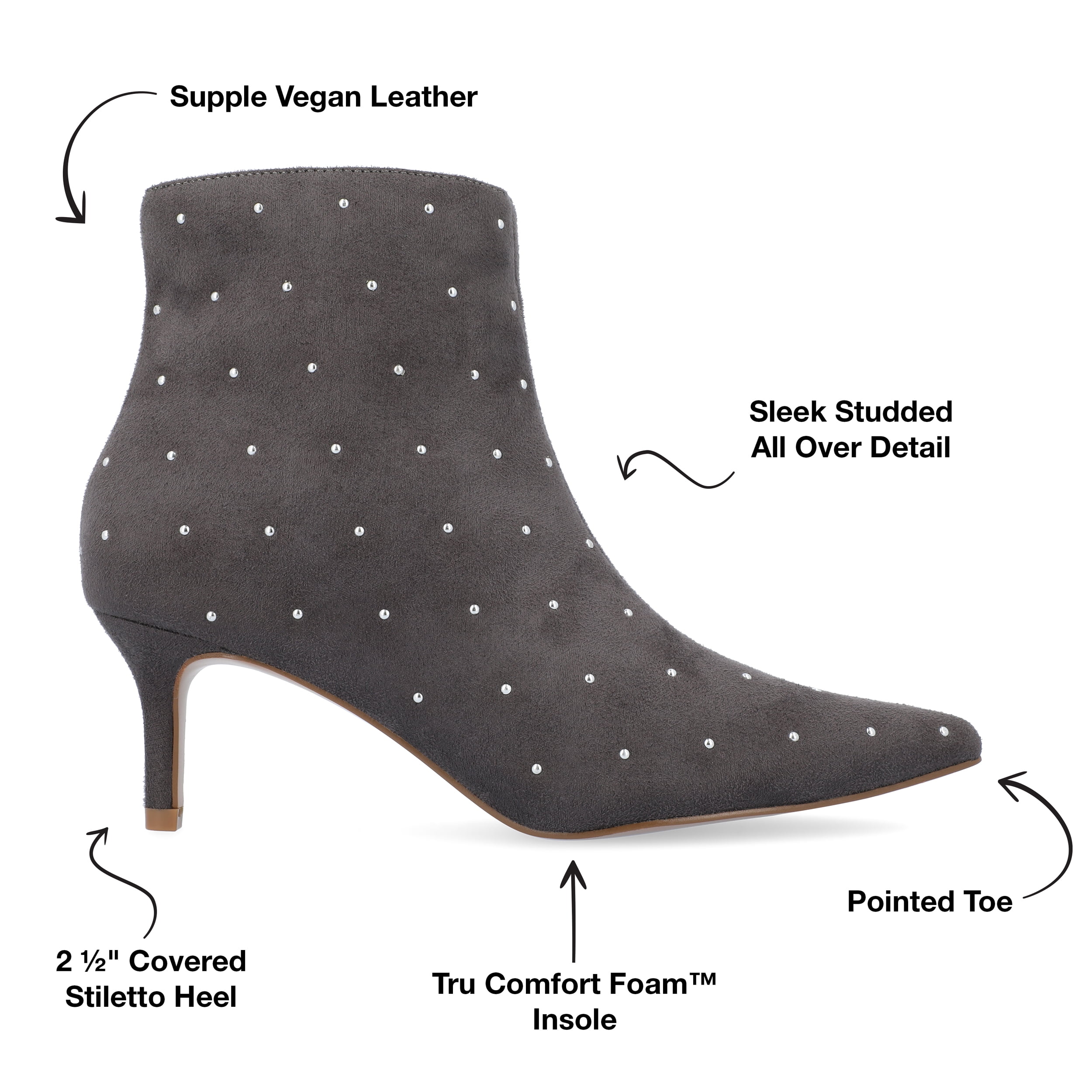Journee Womens Rossia Inside Zip Kitten Heel Booties
