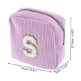 thumbnail image 2 of Unique Bargains 1 Pc Letter S Pattern Makeup Bag for Travel Pink Purple Corduroy, 2 of 6