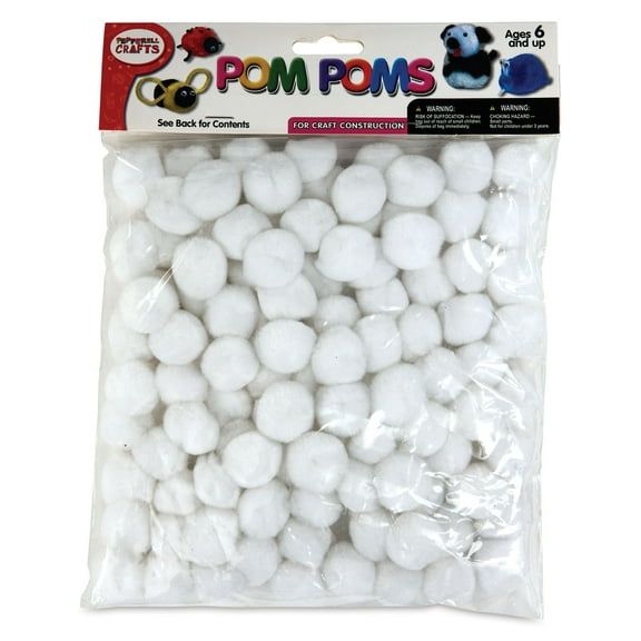 Pepperell Craft Pom Poms - Pkg of 100, 1", White