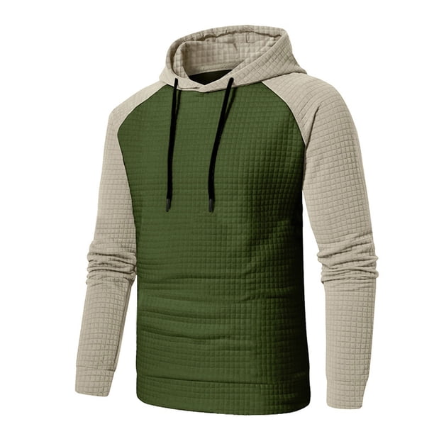 Sudadera con capucha para hombre, informal, deportiva, con cuello alto, botones, patchwork, manga larga, sudadera tipo jersey, blusa para hombre