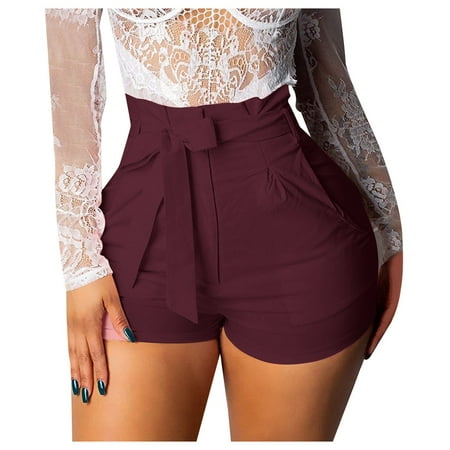 WNVMWI Womens Shorts Yoga Shorts for Women Flared Jeans for Women High Waisted Hem Distressed Ripped Casual Shorts Casual Shorts Hot Pants Workout Bottoms Jean Short Shorts Women L