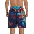 thumbnail image 3 of Yiaed Colorful Feather Owl Print Men's Swim Trunks with Lining Quick Dry Sports Shorts Beach Shorts Boardshorts-3X-Large, 3 of 5