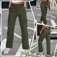 thumbnail image 3 of FEN AI Hiking Cargo Pants Women Elastic Waist Casual Pants Baggy Stretchy Y2K Streetwear with 8 Pockets, 3 of 9