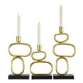 thumbnail image 2 of Danya B. Eduardo Midcentury Modern Geometric Sculpted Gold and Black Candlestick Candle Holders - Set of 3, 2 of 9