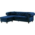 thumbnail image 2 of Maklaine Contemporary 2pc Velvet Reversible Sectional in Navy, 2 of 8