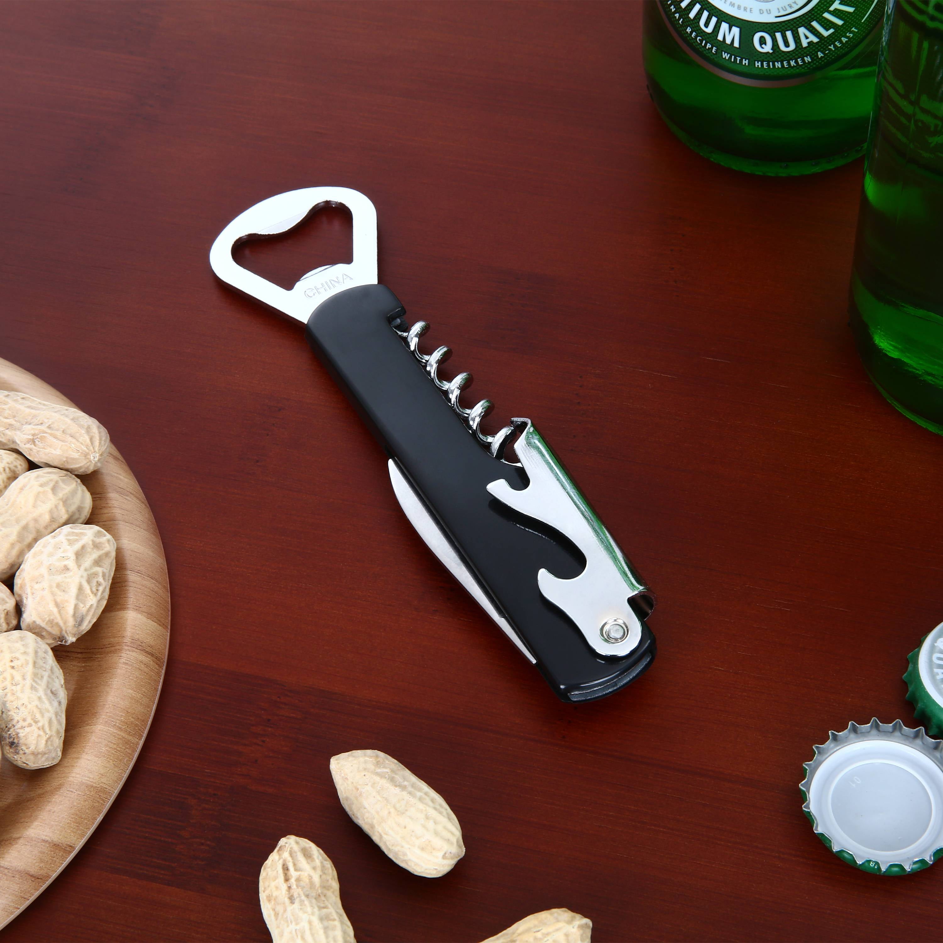 Mainstays Stainless Steel and Plastic Waiter's Corkscrew Bottle Opener, Black