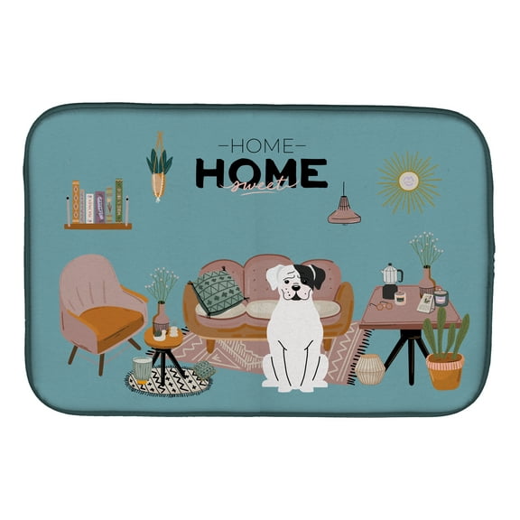 White Boxer Sweet Home Dish Drying Mat