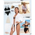 thumbnail image 5 of Zando 2 Piece Swim Cover Ups for Women Swimsuit Cover Up Beach Sarong Wrap Skirt Bathing Suit Cover Black & Blue, 5 of 7